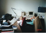 Amy and Wendy at age two using their computers